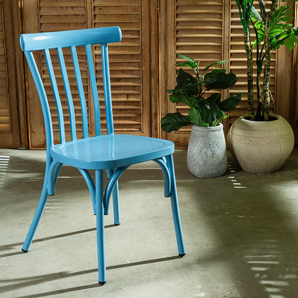 כיסא אלומיניום 4 פסים כחול