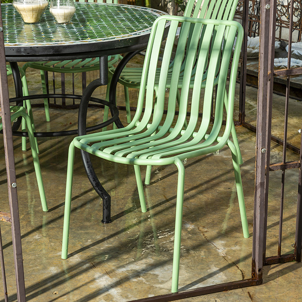 כיסא אלומיניום לחוץ, ללא ידיות דגם ריבר ירוק מנטה